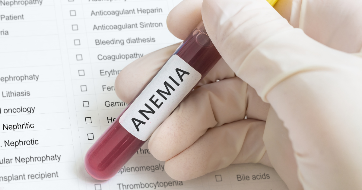 anemia written on blood sample