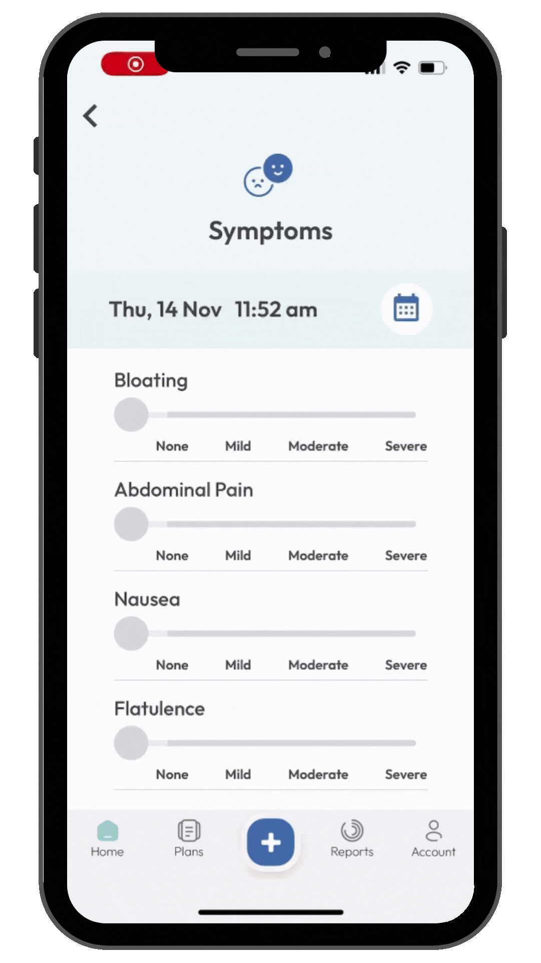 Symptoms on the OMED App